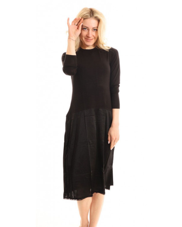 Slimit SLM2615A 41" Black/Black Long Sleeve Shell Slip Adjustable Neck myselflingerie.com